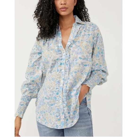 Free People Wild Gardenia Blouse Garden Combo Size Small NWT - Picture 1 of 6